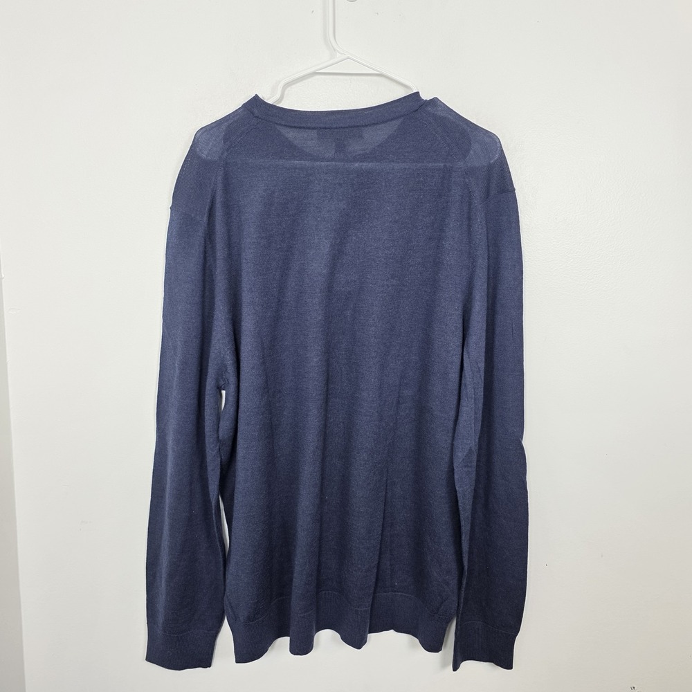 Banana Republic Navy 100% Merino Wool Crewneck‎ Lightweight Sweater Size XL - Picture 5 of 7